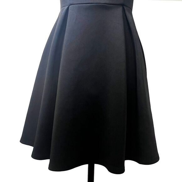 Desertcart Belize Double V-Neck Box Pleat Solid Ponte Black Party Dress - Picture 4 of 12